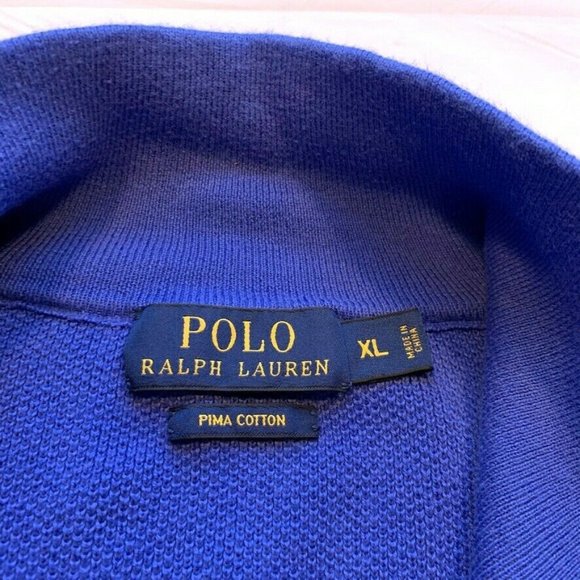 Polo Ralph Lauren Pima Cotton Sweater Pullover Waffle Knit 1/4 Zip Blue XL EUC - Picture 6 of 12